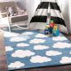 Paddington Blue and White Cloud Kids Rug