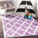 Paddington Violet Pink and White Lattice Pattern Kids Rug