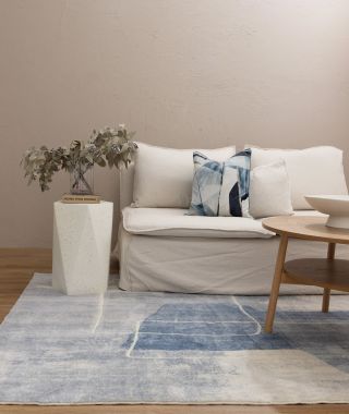 Velvet Luxe Abstract Blue Washable Rug