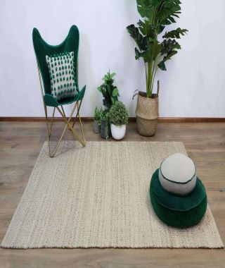 Calypso Natural Jute Diamonds Flat Weave Rug
