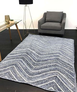 Cameron Natural Chevron Denim Rug
