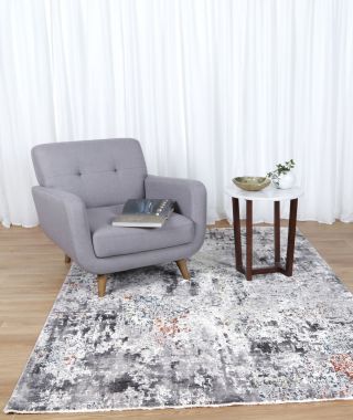 Timeless Haven Distressed Watercolour Grey Multi Rug