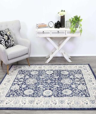 Eden Navy Blue Ziegler Ikat Traditional  Rug