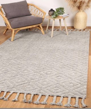 Cora Plush Diamond Grey Wool Rug