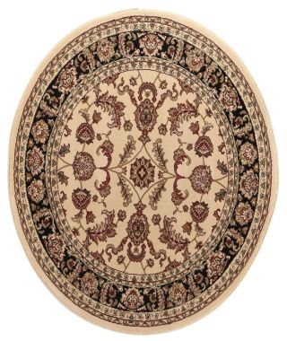 Lavish Traditional Collection 500 Cream/Black Round Rug