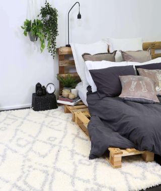 Moroccan Tribal Fes Pattern Cream Silver Rug