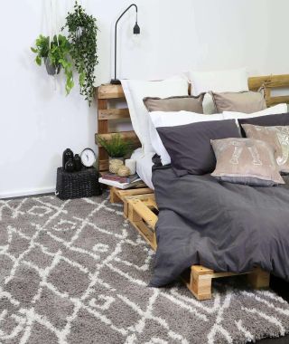 Moroccan Tribal Fes Pattern Grey Silver Rug