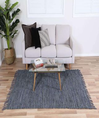 Nordic Modern Grey Leather Rug