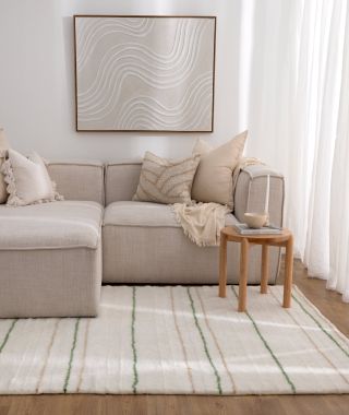 Sierra Olive Stripe Washable Wool Rug
