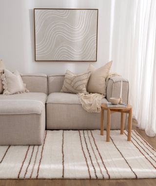 Sierra Terracotta Stripe Washable Wool Rug