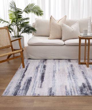 Sunday Abstract Blue Multi Machine Washable Rug